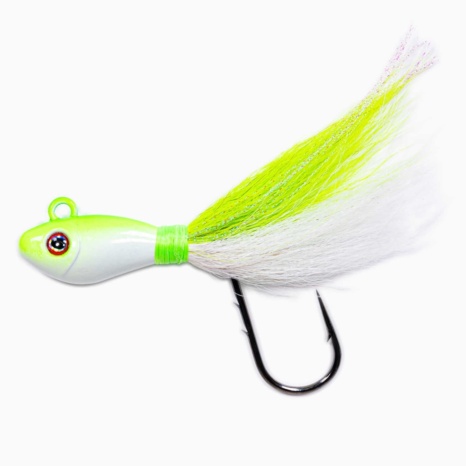 bucktail fishing hooks Natural White- Swing Hook 6 oz Run Off Lures Dressed Bucktail Hooks / Teasers are ideal for saltwater anglers looking to add an effective element to their fishing BKK Lone Diablo Bucktail Teaser
